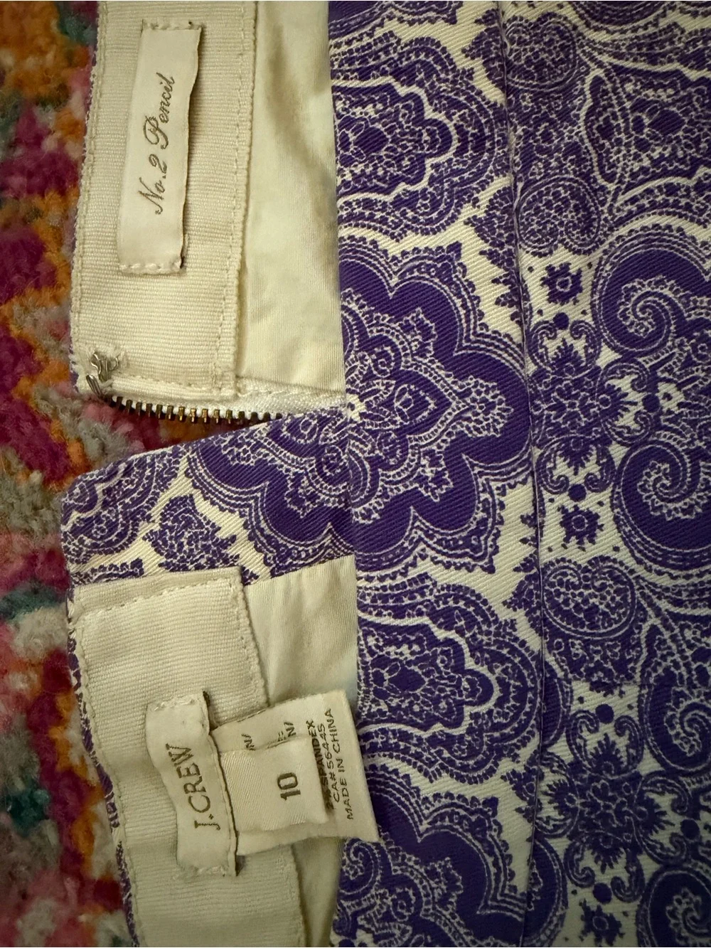 J. Crew Purple Printed Pencil Skirt